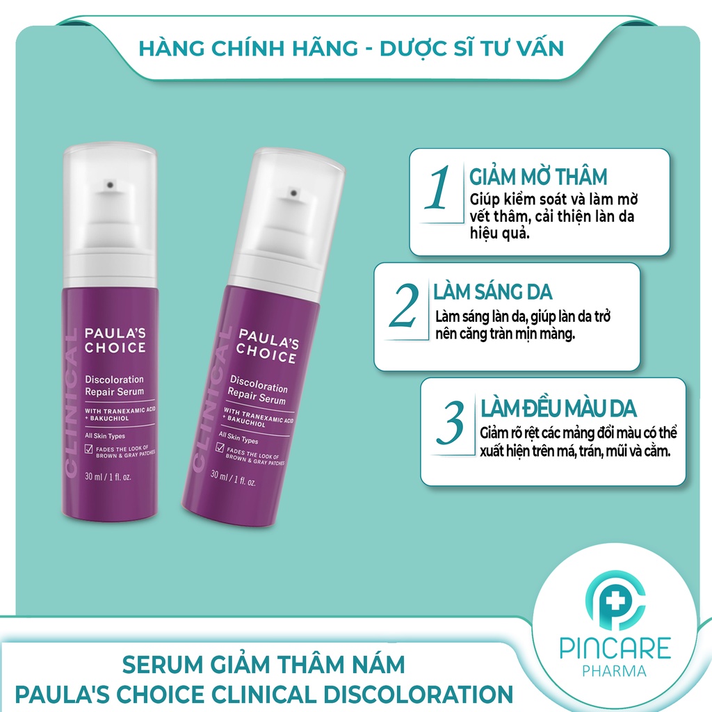 Tinh chất sáng da, mờ thâm nám Paula's Choice Clinical Discoloration Repair Serum 30ml-Hàng chính hãng-Nhà thuốc PinCare
