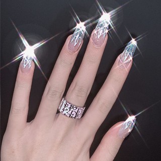 Móng giả hình ngọn lưa kim tuyến cá tính,ngầu