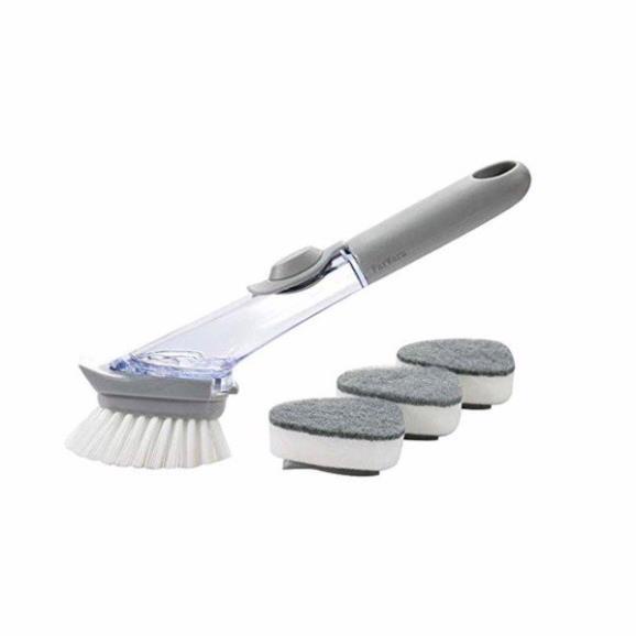 combo 10 hộp bàn chải cọ rửa bếp 2 in 1 có bình đựng xà phòng