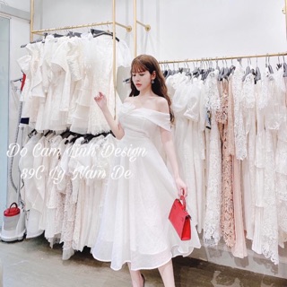 VÁY TRỄ VAI TRẮNG XOÈ DÀI QUA GỐI SIÊU XINH
