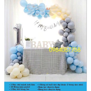 Set bóng sinh nhật kèm bóng pastel