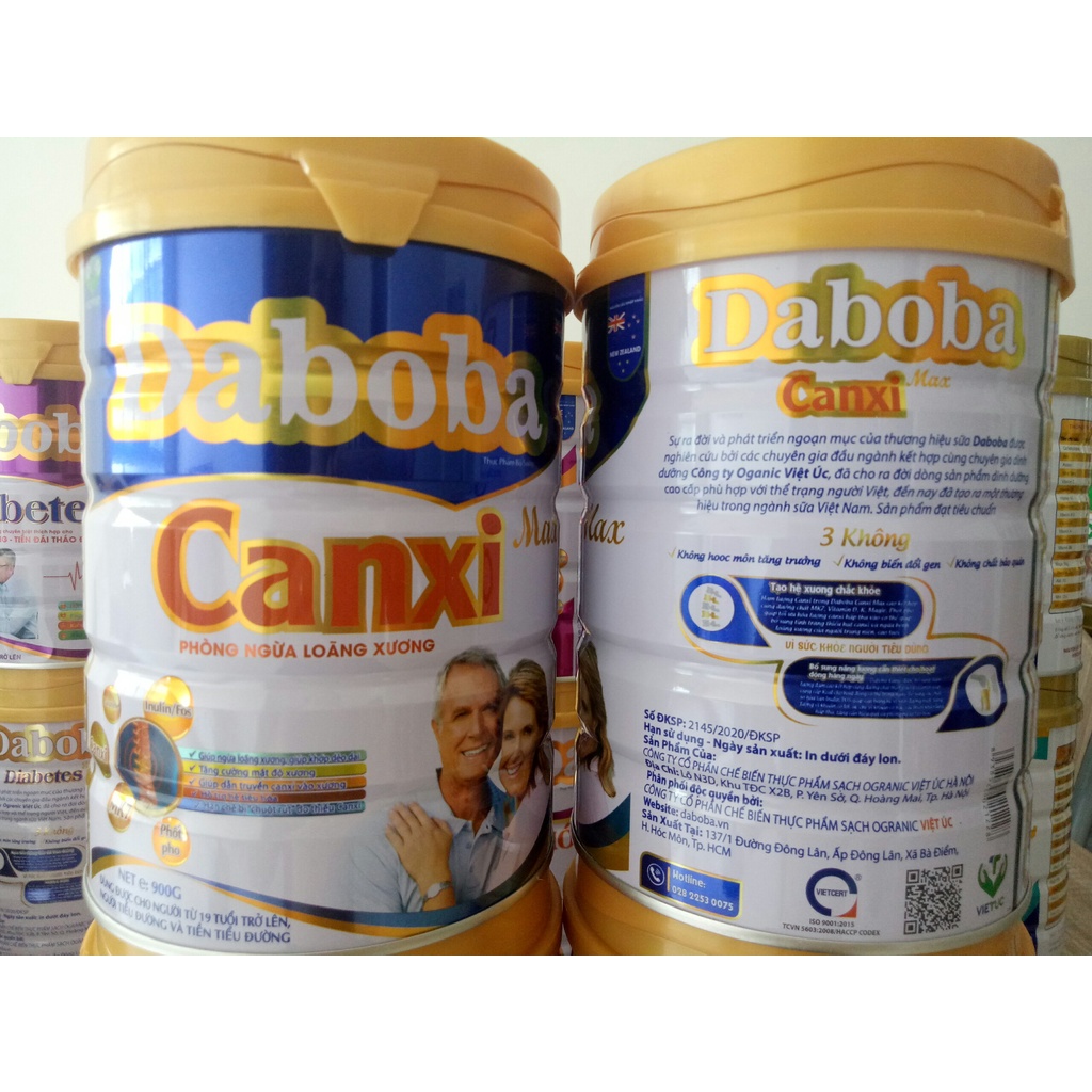 Sữa bột Daboba Canxi Max lon 900g: bổ sung canxi giúp xương chắc khỏe, dùng cho người tiểu đường và tiền tiểu đường