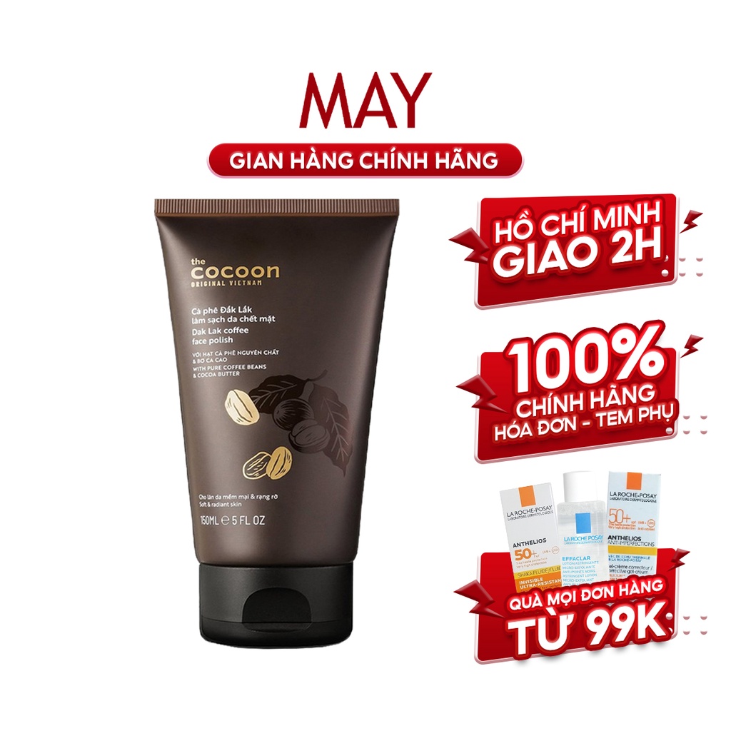 Tẩy Tế Bào Chết Cà Phê Đắk Lắk Làm Sạch Da Chết Mặt COCOON 150ml