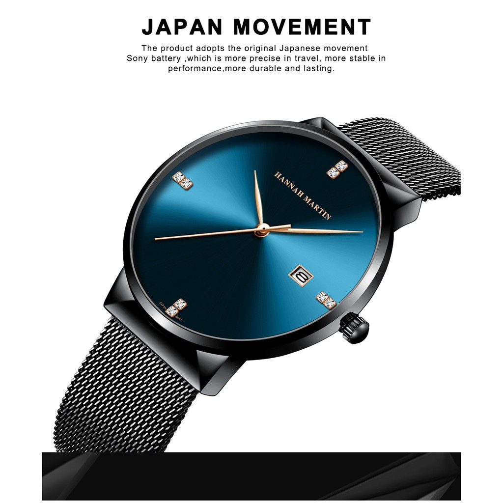 Đồng hồ nam thời trang HANNAH MARTIN - Model HM-901v- thép không gỉ Milan - bảo hàn | BigBuy360 - bigbuy360.vn