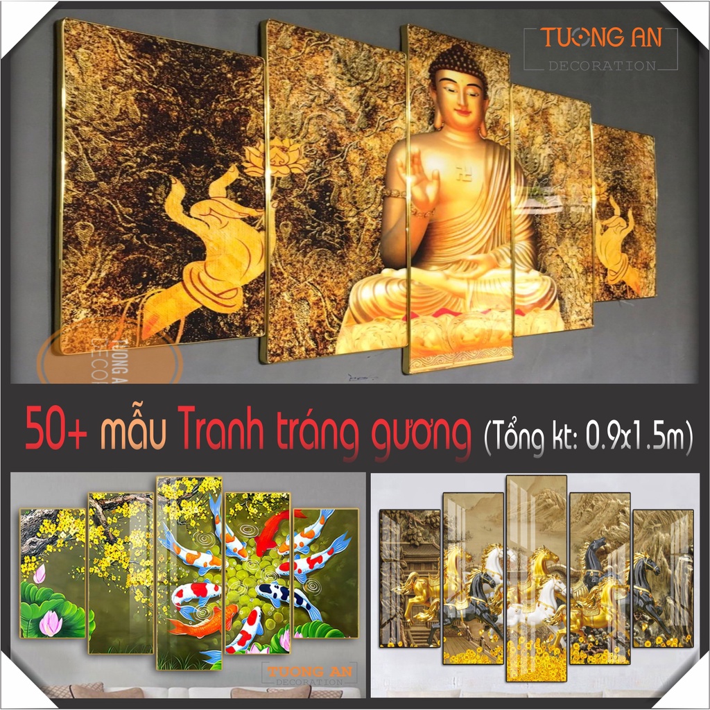 Tranh decor treo tường tráng gương Tường An, trang trí phòng khách, treo tường phòng ngủ, tranh phòng thờ