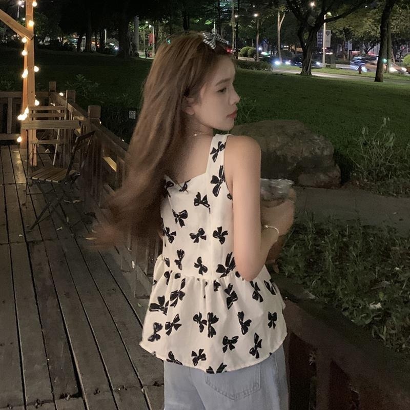 Áo Hai Dây Cổ Chữ V Thắt Nơ Thời Trang Mùa Hè Cho Nữ