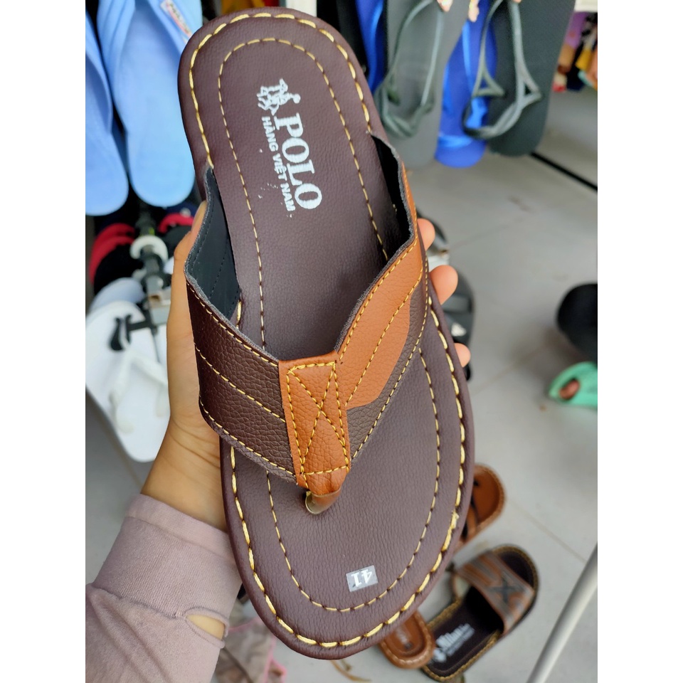 (XẢ KHO)Dép Kẹp Da Nam Cao Cấp Mẫu Mới Siêu Đẹp POLO