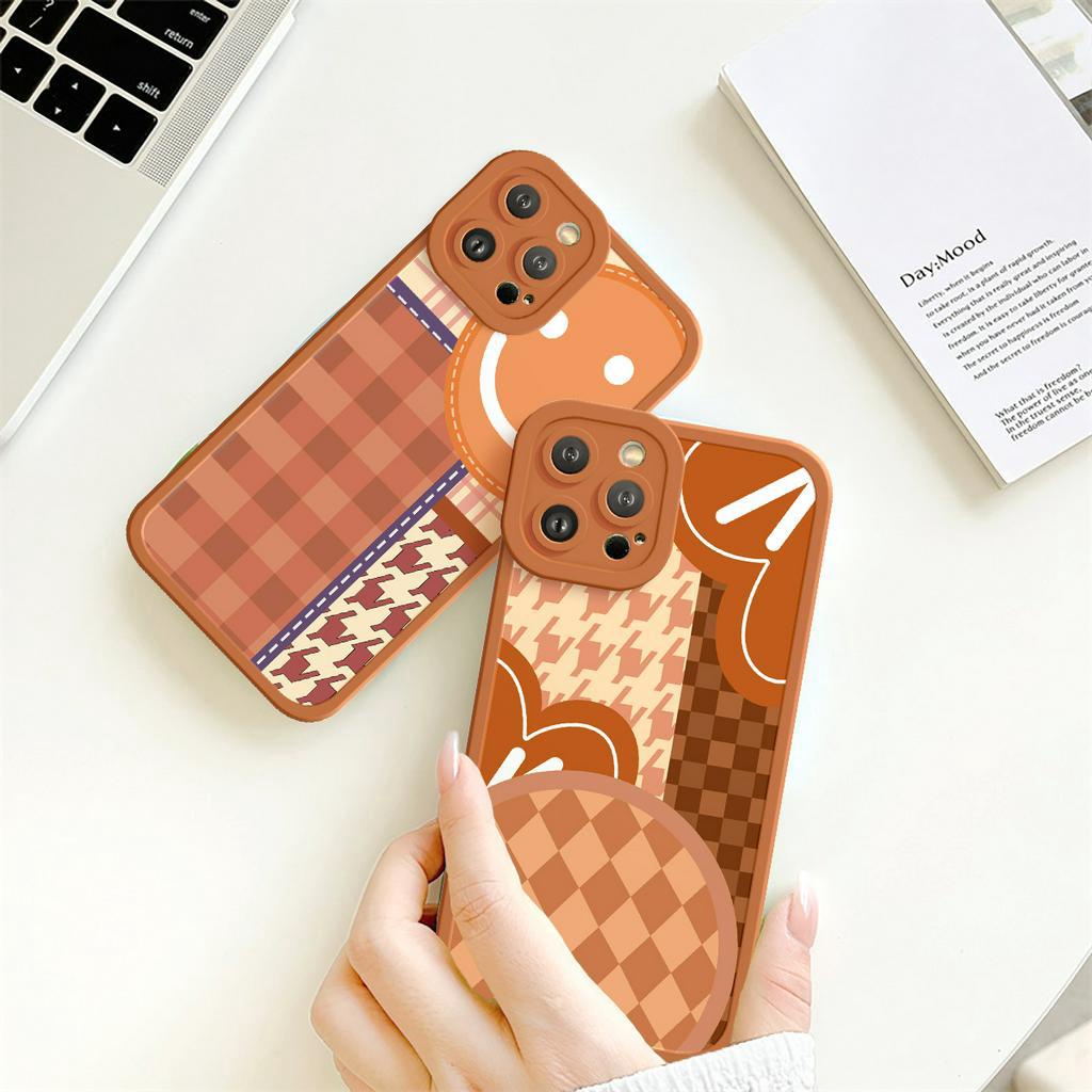 Ốp lưng iphone Kẻ nâu cạnh vuông 6/6plus/6s/6splus/7/7plus/8/8plus/x/xs/11/12/13/14/pro/max/promax/plus/shin/case