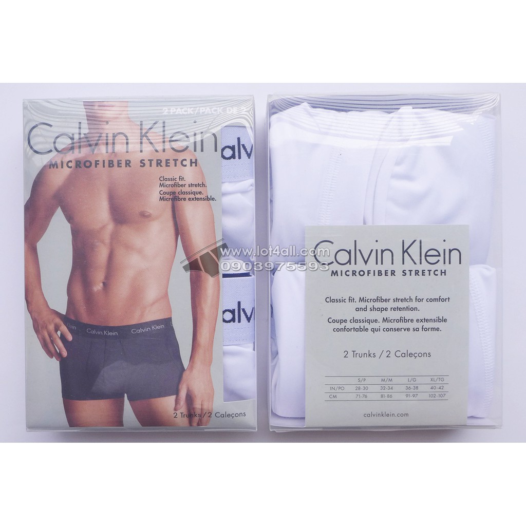 [CHÍNH HÃNG] Quần lót nam Calvin Klein NP1907O Micro Stretch Trunk 2-pack White