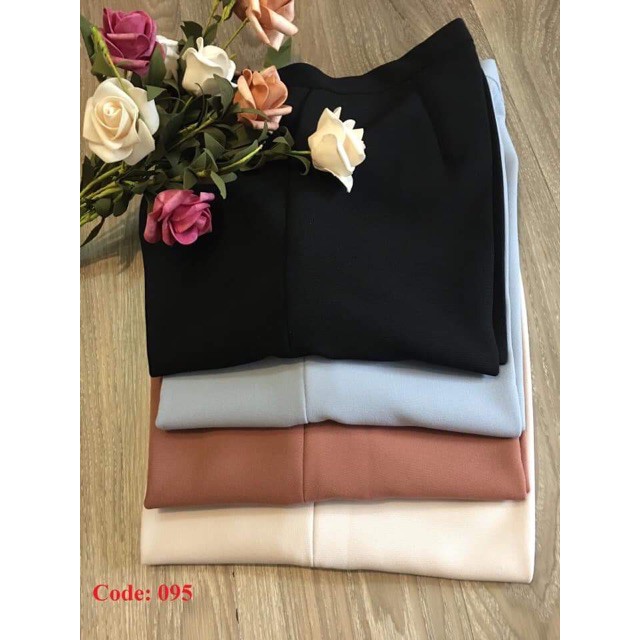 Quần baggy nữ Culottes tây âu công sở dáng dài cạp cao vải màu đen trắng be