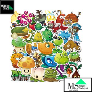 Sticker PVC Hoạt Hình Zombie Plants ST071-ST - Cả bộ 100 hình Chống nước