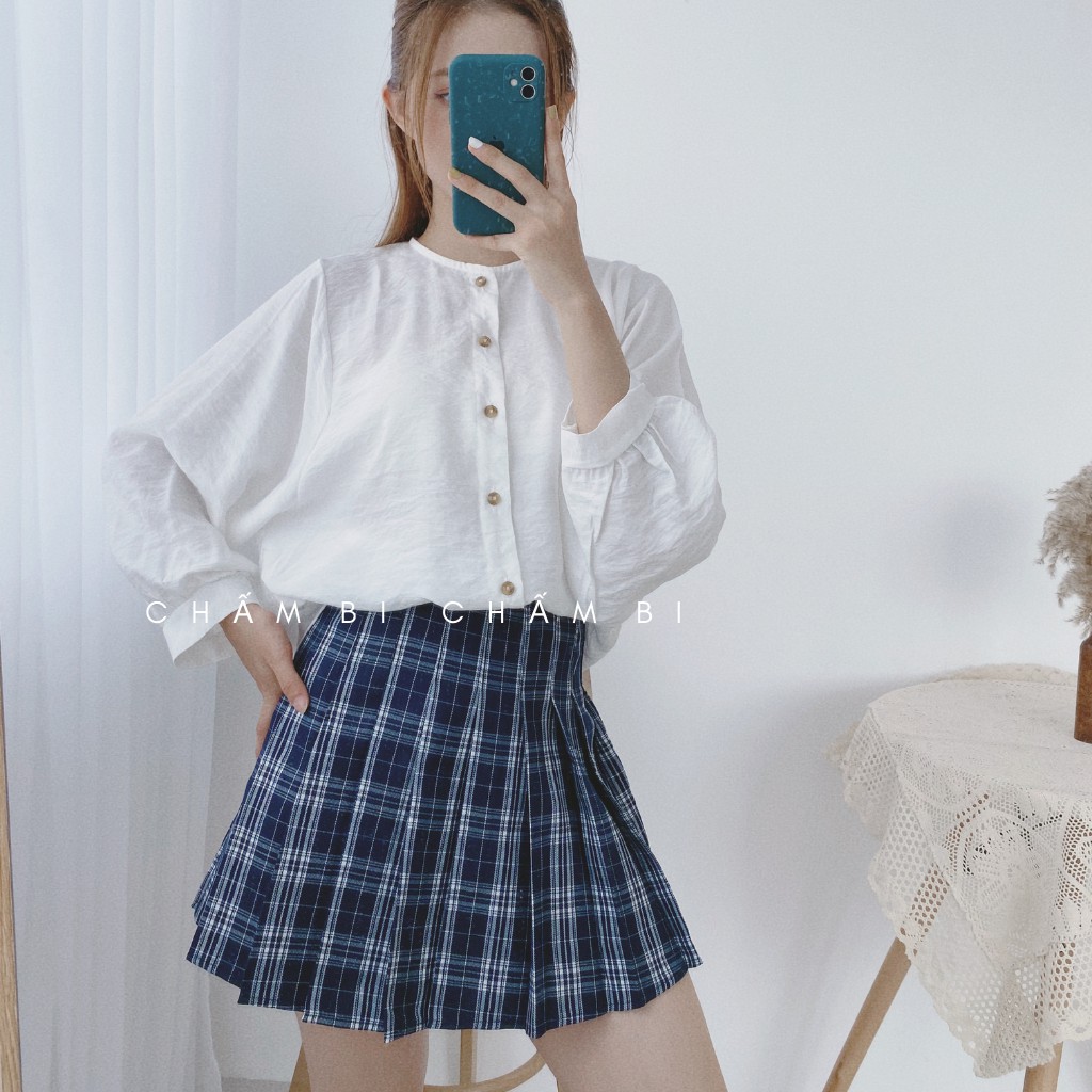 [SALE]Áo Sơ Mi Đũi Dài Tay Tay Bồng Siêu Xinh Freesize&lt;53kg - A.052