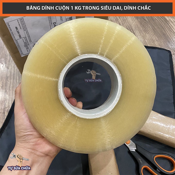 Cuộn băng dính 1kg siêu dai lõi mỏng, độ bám dính cực tốt, không dễ bong như loại thông thường, hàng loại xịn