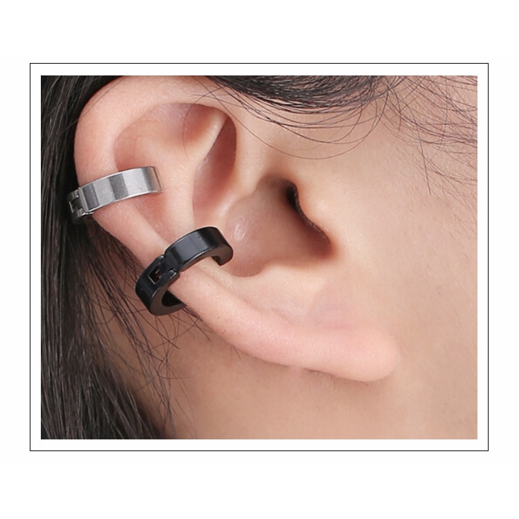 Bông Tai Dạng Kẹp Bằng Thép Titan Không Xỏ Lỗ Dành Cho Nam Nữ