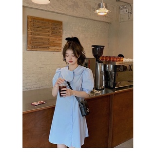Đầm suông cài cúc cổ sen b-a-m store