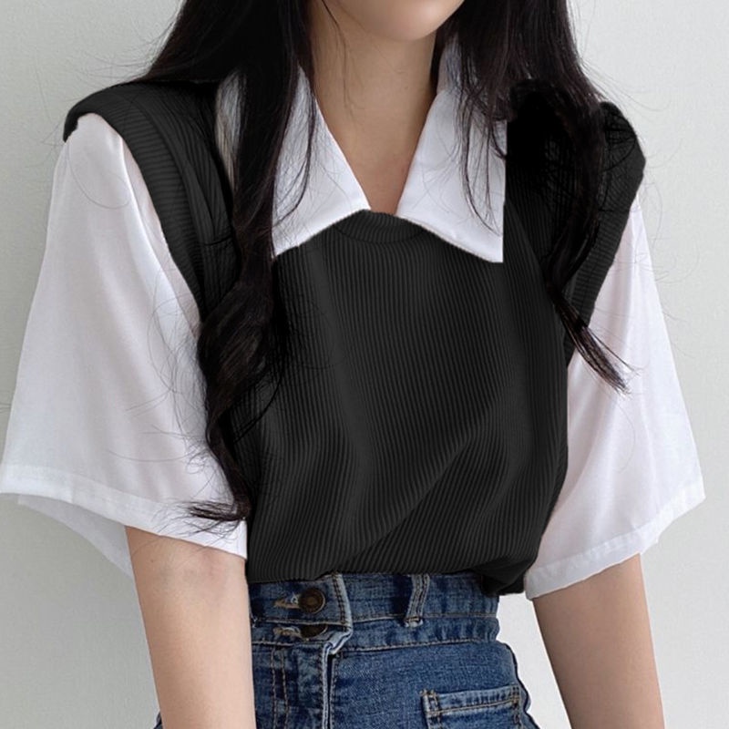 Áo polo COZOKC tay ngắn dáng rộng đơn giản trẻ trung thời trang