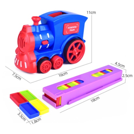 Tàu hoả nhả domino, xe đồ chơi chạy pin +âm thanh + ánh sáng