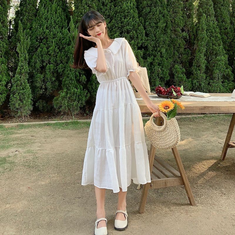 Đầm Ngắn Tay Cổ Búp Bê Phối Ren Xinh Xắn Dành Cho Nữ | BigBuy360 - bigbuy360.vn