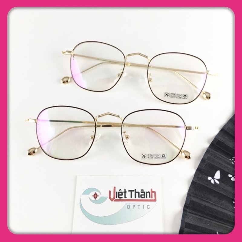 Gọng kính cận kim loại mảnh chân bi nhẬn lắp mắt độ cận viễn loạn theo yêu cầu Gkl bi