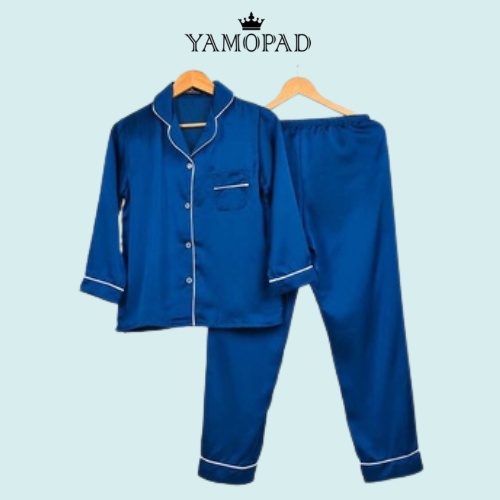 Đồ Bộ Nữ Pijama Mặc Nhà YAMOPAD Chất Liệu Lụa Tay Dài Quần Dài Trơn Thiết Kế Tinh Tế