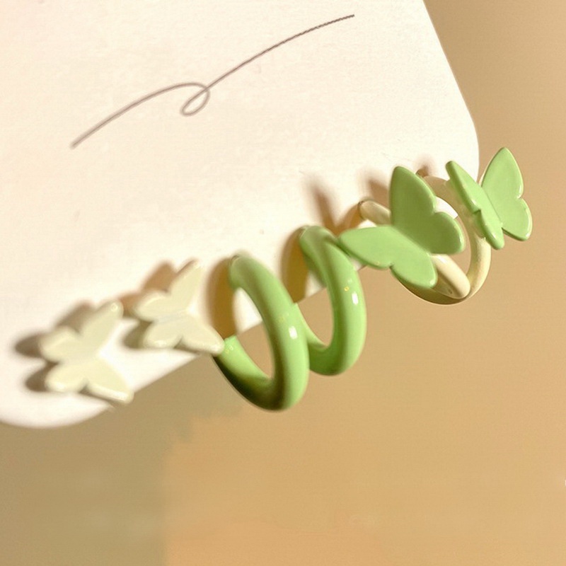 Set 3 đôi khuyên tai RINHOO FRIENDSHIP phong cách bướm đơn giản thời trang cho nữ