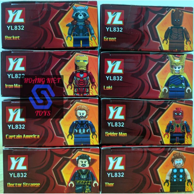 Lego Minifigure Avengers Super Heroes Dr.Strange, Captain America,Iron Man,Rocket, Spider Man,Thor,Loki,Groot YL832