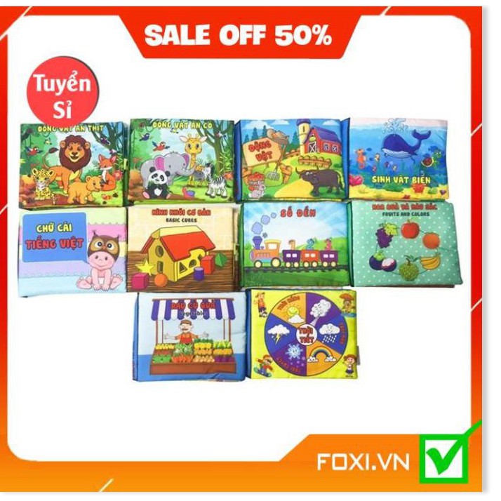 ComBo 10 Sách Vải Song ngữ theo yêu cầu-Giáo dục mầm non giúp bé Kích thích thị giác