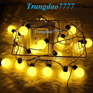 Dây đèn led xài điện chống nước dài 5m 20 bóng đèn tròn cherry ball ping pong trang trí sân vườn ngoài trời