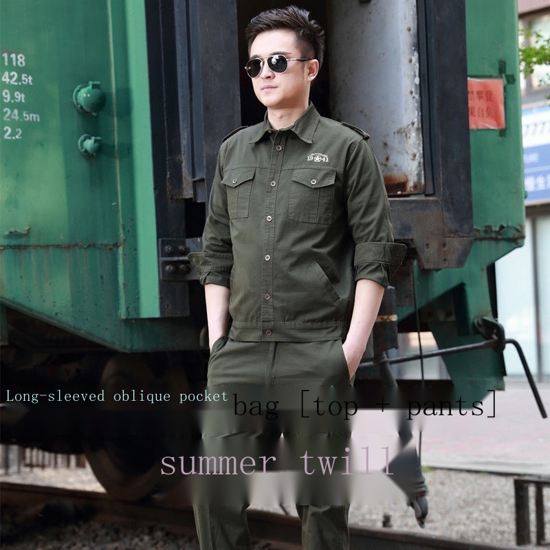 Bộ Áo Khoác Tay Dài + Quần Dài Chất Liệu cotton Chống Mài Mòn Thời Trang Mùa Hè Cho Nam