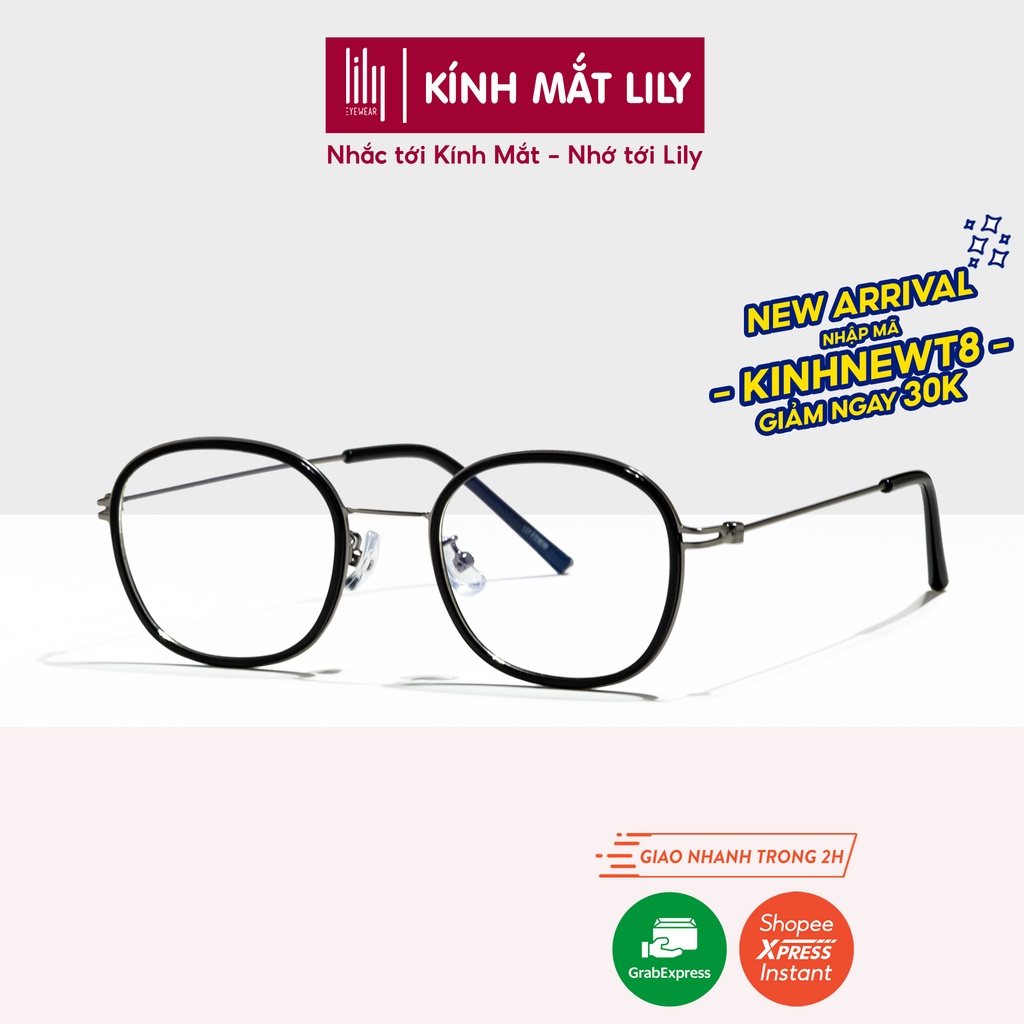 Gọng kính tròn nam nữ LILYEYEWEAR chất liệu kim loại chắc chắn thanh nhẹ kiểu dáng thời trang dễ đeo 00110
