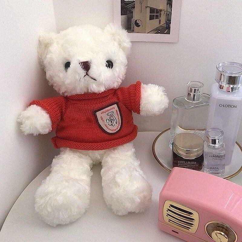 Gấu Teddy Nhồi Bông Mặc Áo Sweater Màu Đỏ Dễ Thương Dùng Làm Quà Tặng Sinh Nhật