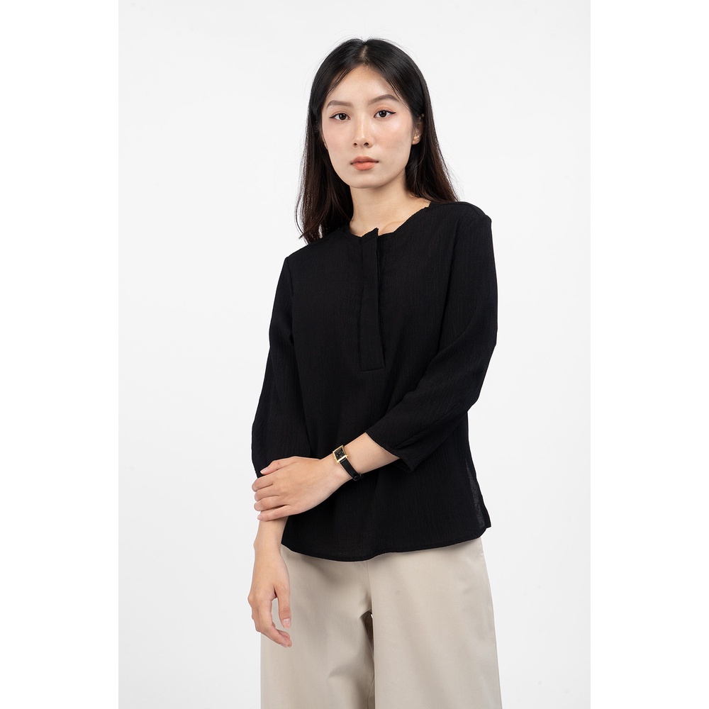 Áo Kiểu Nữ Tay Dài Trơn Nẹp Nút Ẩn Form Fitted - Routine 10F21SHLW003