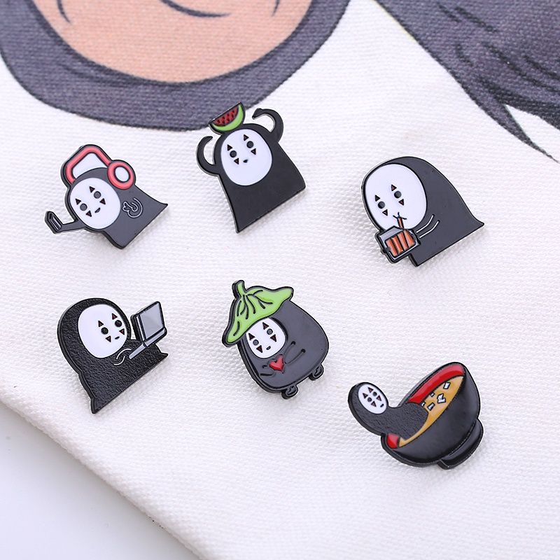 Pin cài áo ghibli vô diện Kaonashi anime Vùng đất linh hồn - GC246