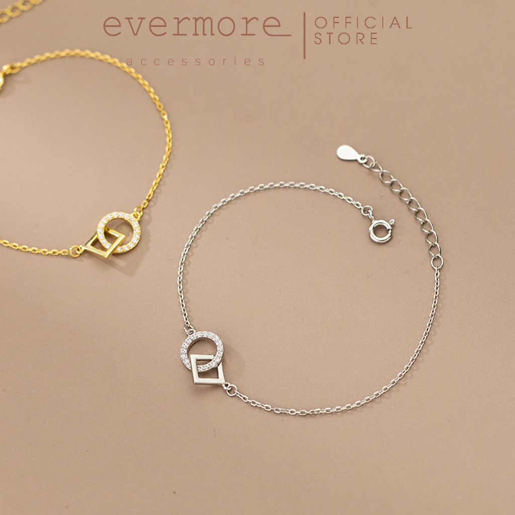 Vòng tay bạc EVERMORE, lắc tay vuông tròn bạc Ý 925 nguyên chất thanh lịch, minimalism - L008
