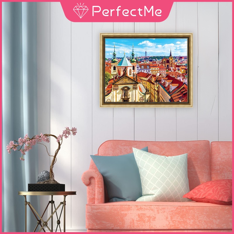 Bộ Tranh Đính Đá 5D Họa Tiết Phong Cảnh Thế Giới Độc Đáo Kích Thước 50x40cm