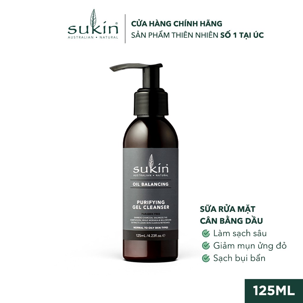 Sữa Rửa Mặt Cân Bằng Dầu Sukin Oil Balancing Purifying Gel Cleanser 125ml | BigBuy360 - bigbuy360.vn