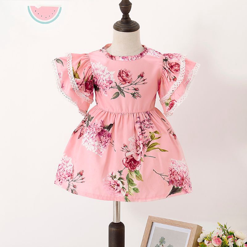 Mary☆2019 Cute Newborn Toddler Kids Baby Girl Sister Matching Clothes Ruffles Floral Princess Dress