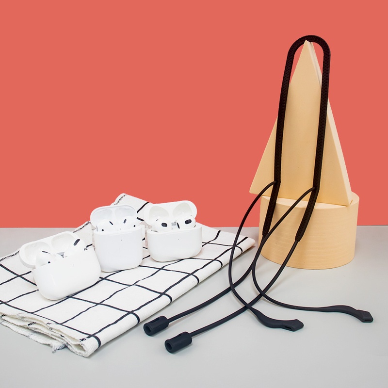 Vỏ Bảo Vệ Hộp Sạc Tai Nghe Không Dây Air Pods Pro 1 / 2 / 3 Bằng Chất Liệu Silica Gel Mềm Gắn Dây Đeo Cổ Chống Thấm Nước Chống