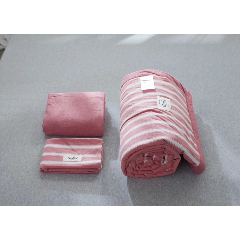 Bộ chăn ga gối cotton đũi nhật chăn chần hè đắp 4 mùa chát liệu mềm mát sẵn hàng đủ kích thước