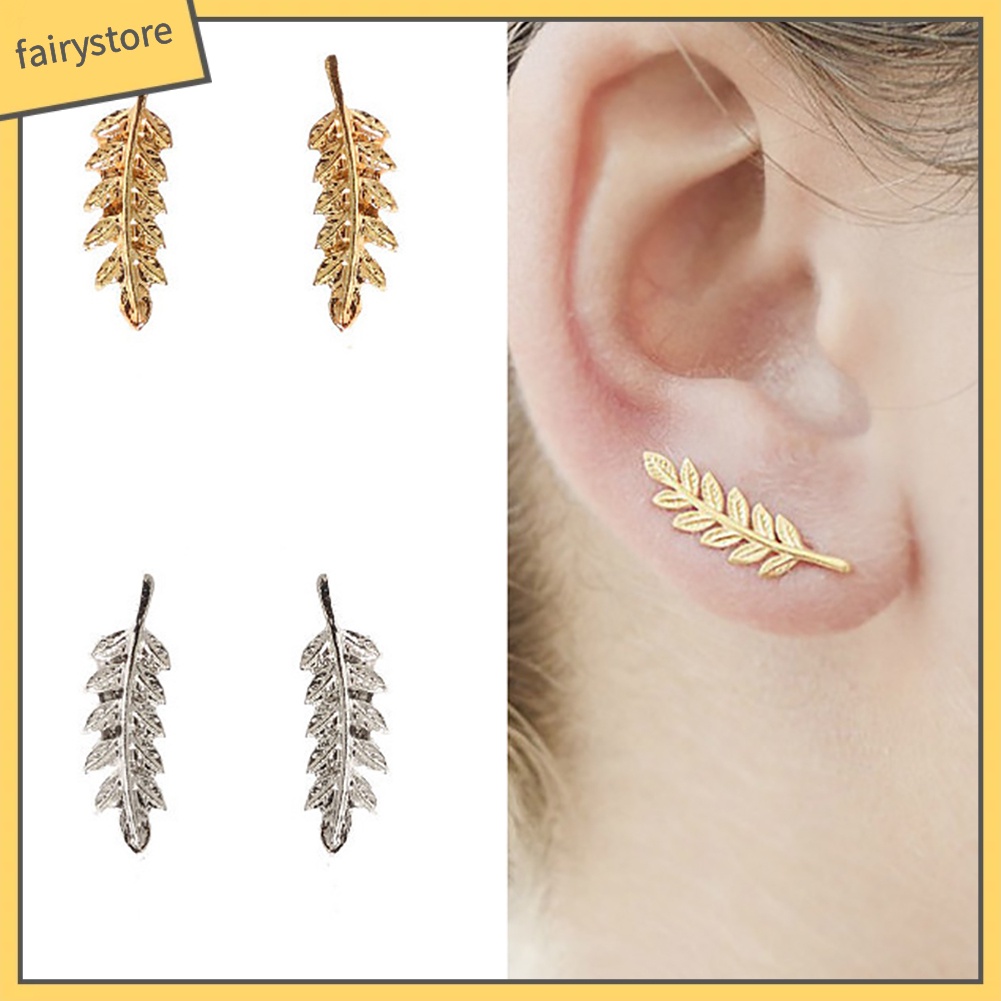 Bông tai hình lá thiết kế thanh lịch cho nữ