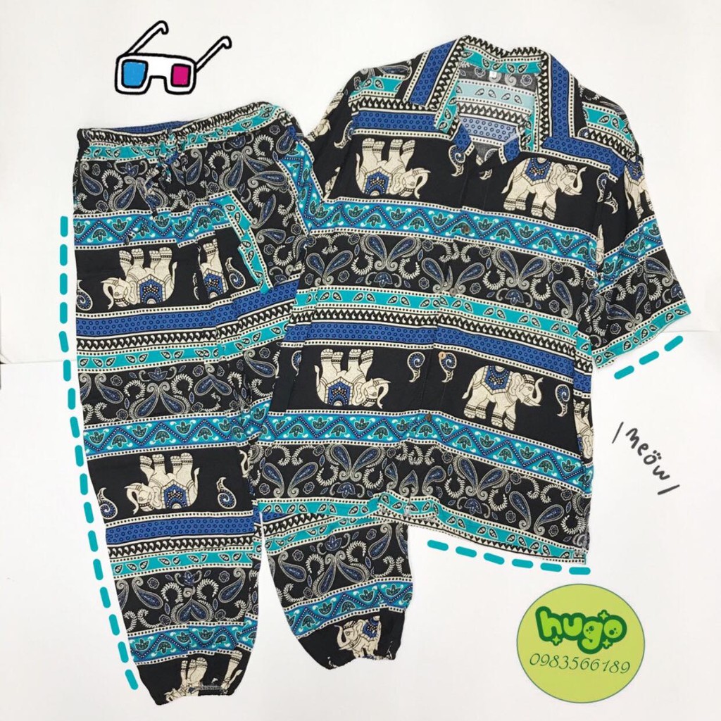 Áo thổ cẩm 🌈 Freeship 🌈 Áo sơ mi lanh thái hoạ tiết thổ cẩm phom to nhiều màu | BigBuy360 - bigbuy360.vn