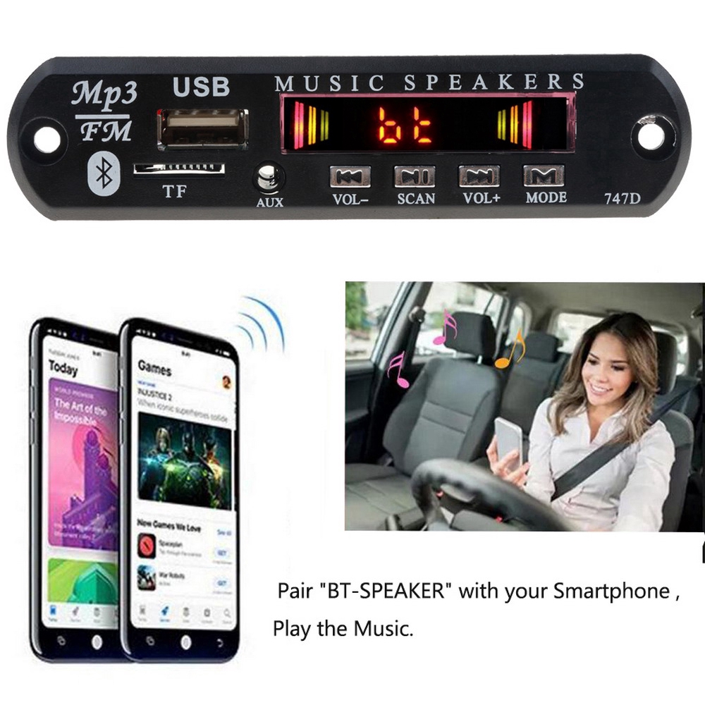 Mạch giải mã âm thanh MP3 WMA 12V màn hình 5C cho xe hơi kèm remote điều khiển