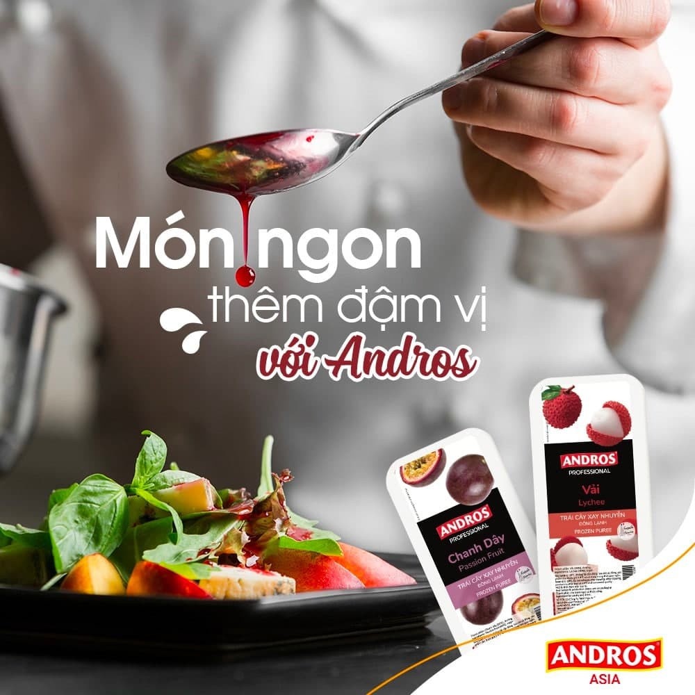 ANDROS - Cherry puree đông lạnh (Cherry Frozen Puree) - Trái cây xay nhuyễn - Hộp 1 KG