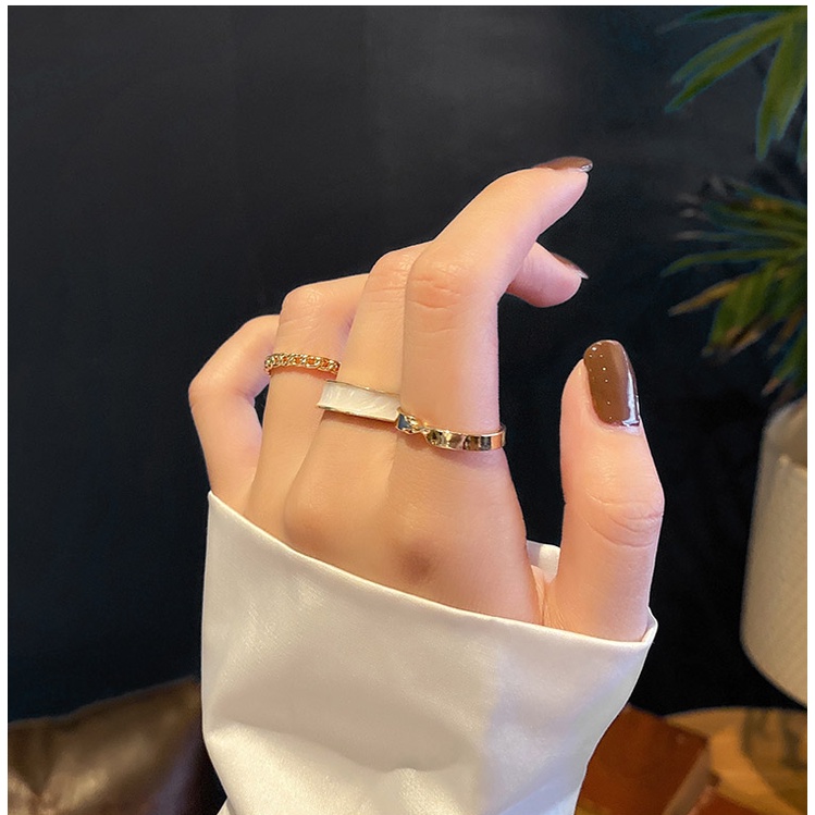 Set 3 nhẫn IF YOU bạc phong cách cổ điển thời trang cho nữ