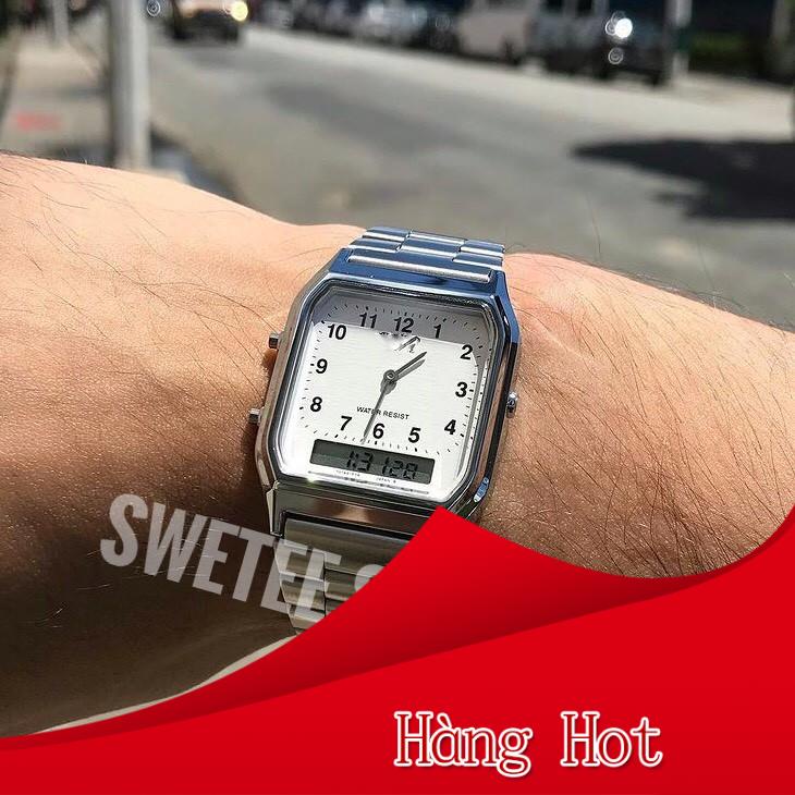 Đồng Hồ Unisex Sweetee AQ230 Kim Điện Tử Chống Nước Mặt Chữ Nhật Phong Cách Retro Sang Trọng Th