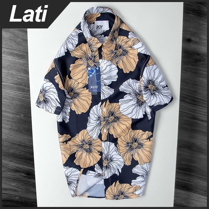 Áo Sơ Mi Nam Ngắn Tay, Somi Họa Tiết Hoa Lá Đi Biển, Du Lịch Vải Lụa Cotton Cao Cấp Chống Nhăn | BigBuy360 - bigbuy360.vn
