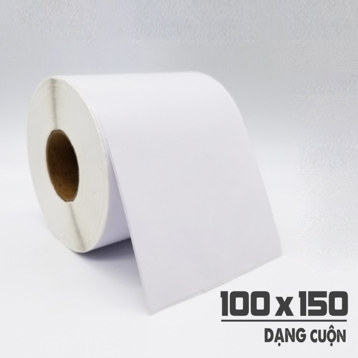 Giấy In Nhiệt 100x150 Khổ A6 Cuộn 350 Tem Sẵn Lớp Dán