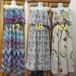 Đầm maxi voan 2 dây bèo