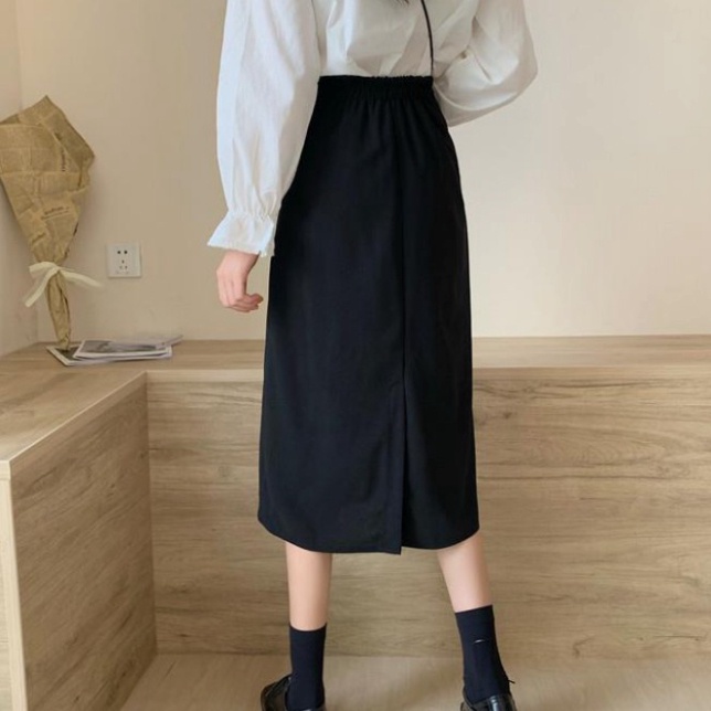 Sale 68% Chân váy chữ A dáng dài lưng cao màu trơn thời trang cho nữ, Black-L,One Size Giá gốc 236000đ - 14M17