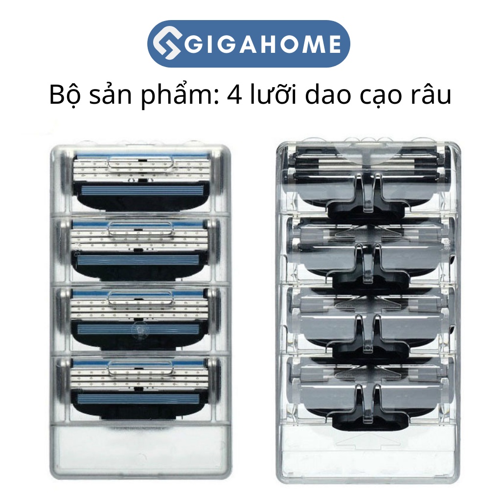 Bộ 4 Lưỡi Dao Cạo Râu 3 Lớp Cho Nam GIGAHOME Làm Sạch Nhanh Chóng 7375